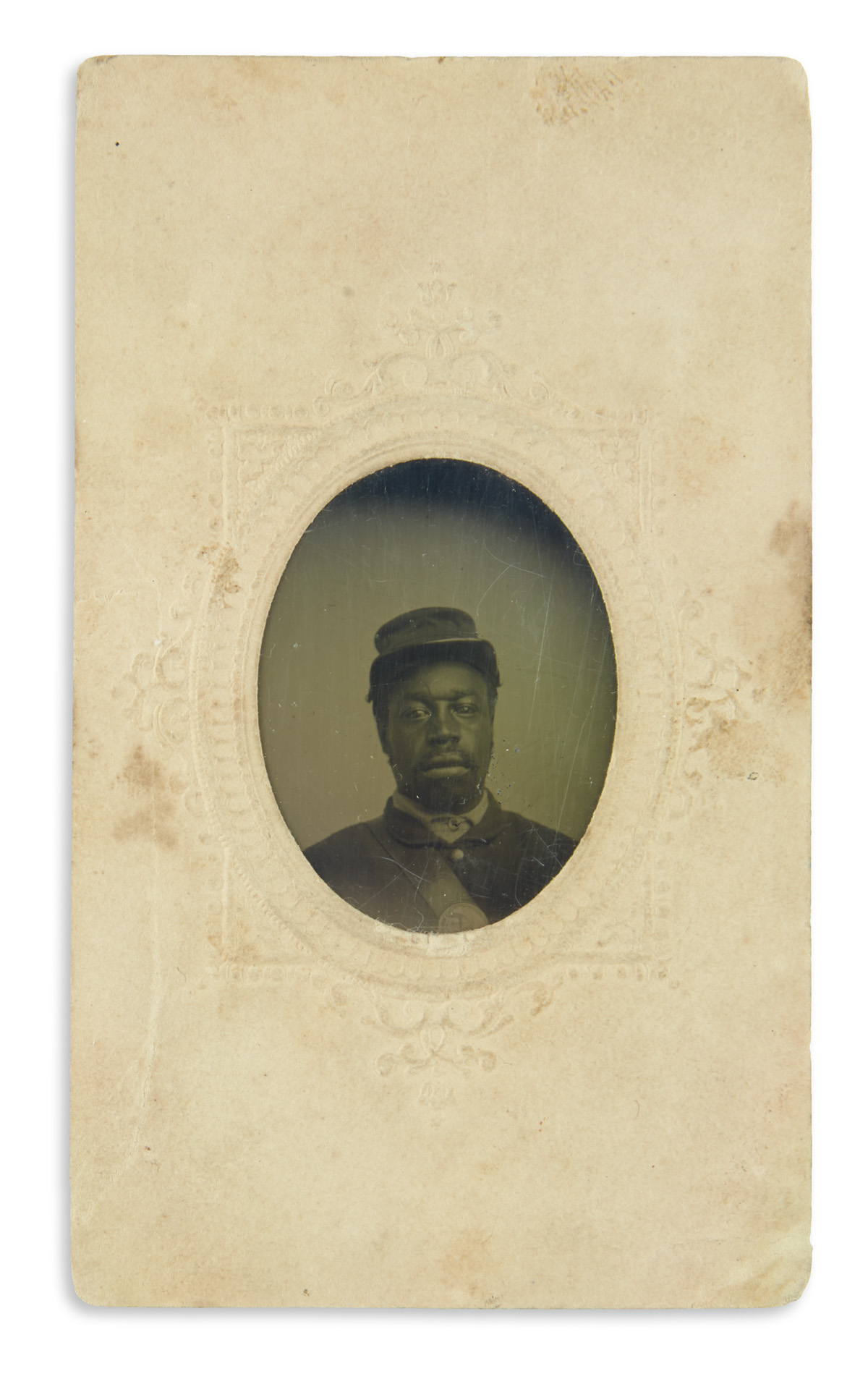 (MILITARY--CIVIL WAR.) Tintype portrait of Private Asher Johnson of the 22nd United States Colored Troops.
